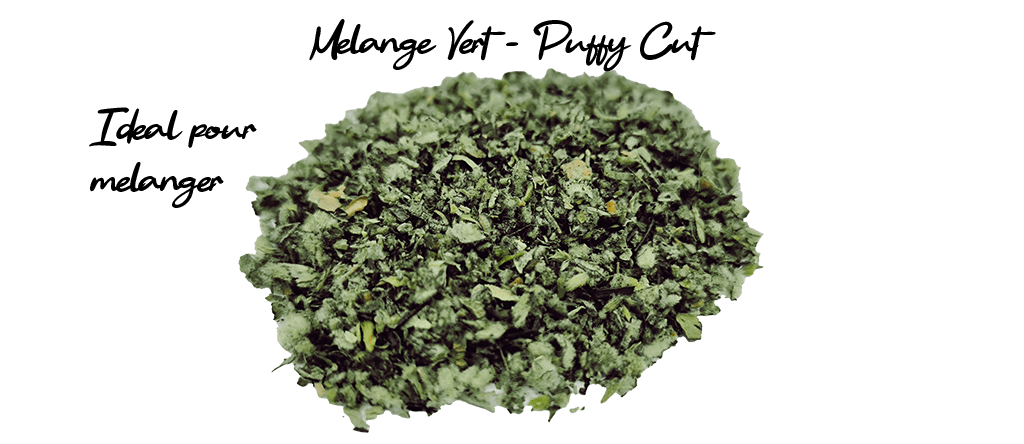 Mélange d'herbes, couleur vert, coupe puffy
